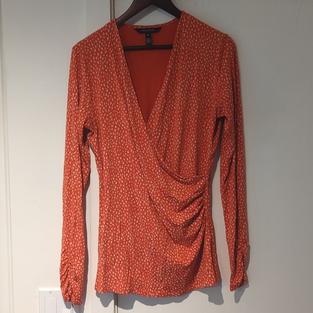 Long Tall Sally classic wrap top size M medium 10 12 orange